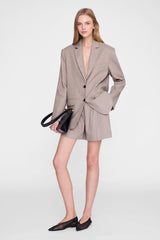 Quinn Blazer - Taupe And Blue Pinstripe