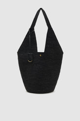 Leah Hobo Bag Plain Raffia - Black