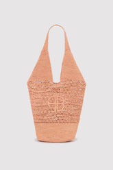 Leah Logo Hobo Raffia - Blush