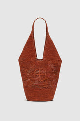 Leah Logo Hobo Raffia - Red Terracotta