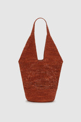 Leah Logo Hobo Raffia - Red Terracotta