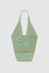 Leah Logo Hobo Raffia - Sea Foam Green