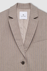 Quinn Blazer - Taupe And Blue Pinstripe