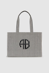Lara Tote - White And Black Stripe