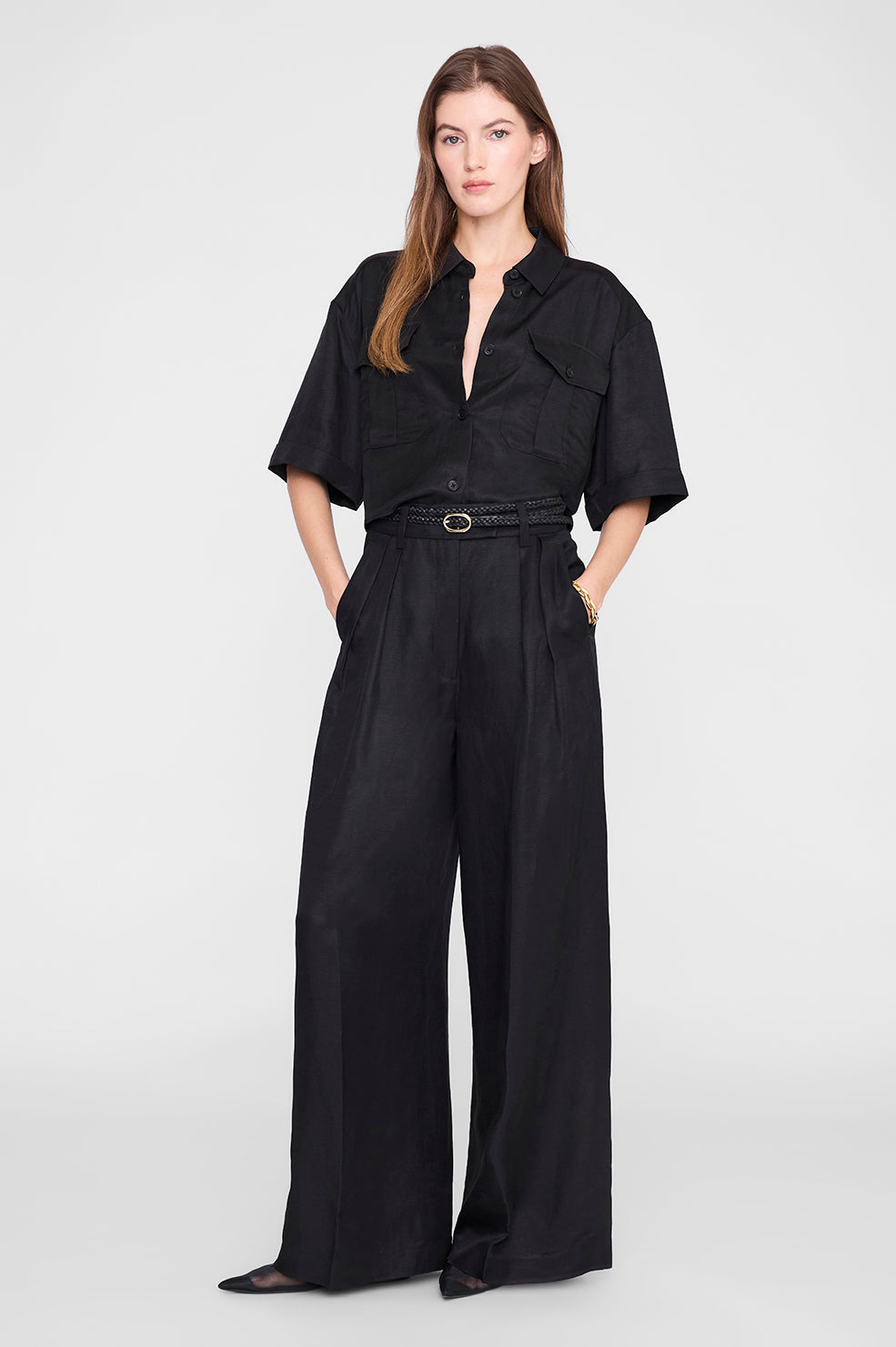 Edith Shirt - Black Linen Blend