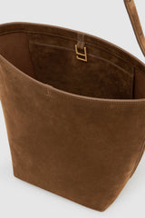 Elly Medium Bucket Bag Suede - Tobacco