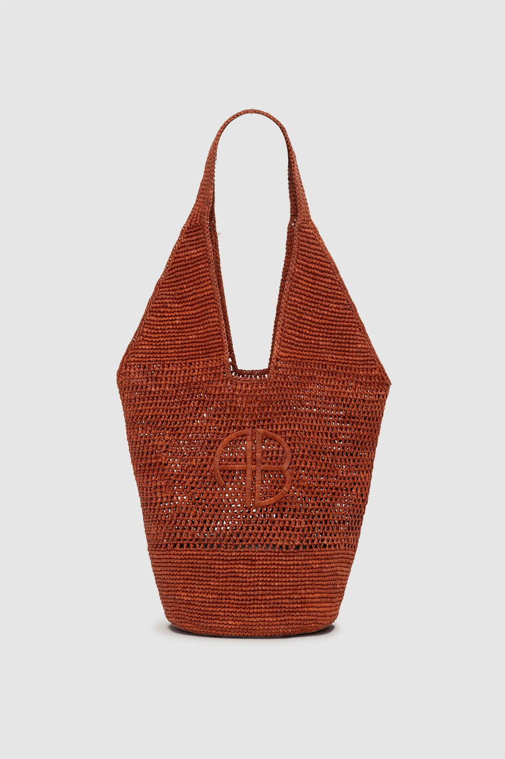 Leah Logo Hobo Raffia - Red Terracotta