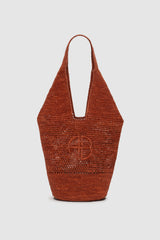 Leah Logo Hobo Raffia - Red Terracotta