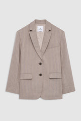 Quinn Blazer - Taupe And Blue Pinstripe