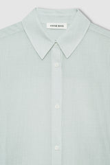 Plaza Shirt - Green And White Mini Stripe